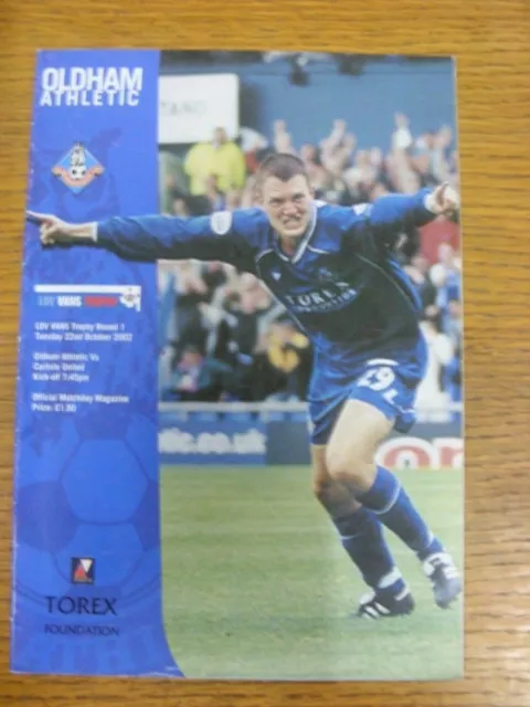 22/10/2002 Oldham Athletic v Carlisle United [LDV Vans Trophy] (slight creased).