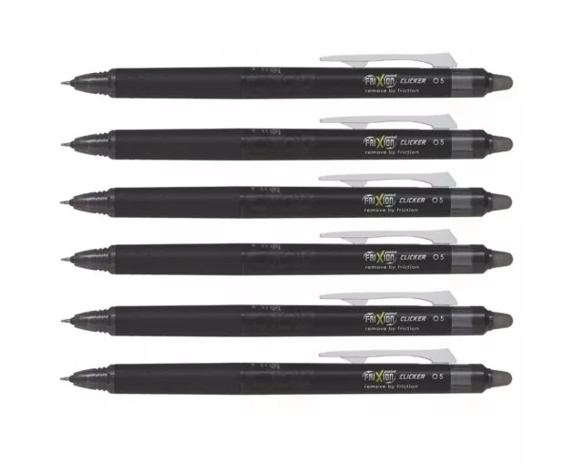 Pilot Frixion Point Clicker Pen - 0.5mm Fine Synergy Tip - Black Ink - Pack of 3