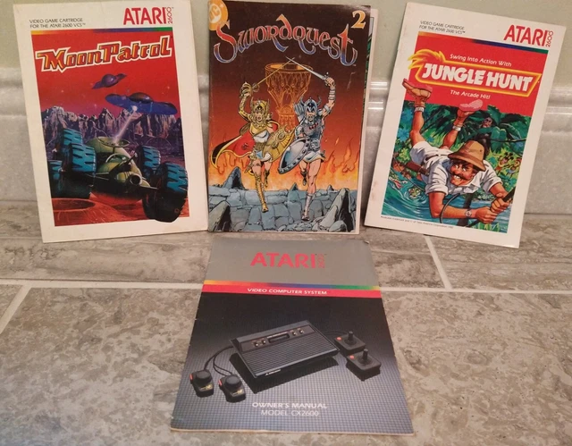 Lot of Atari 2600 Manuals Jungle Hunt, Moon Patrol, Sword Quest 2 1982 1983