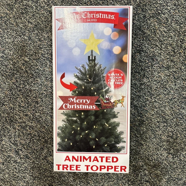 NEW MR. CHRISTMAS Animated Tree Topper Santa's Sleigh with Banner £47.