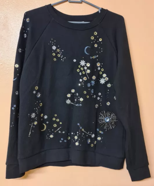 Whistles Jumper Sweatshirt Black Embellished Constellation 20' P2P Size Small