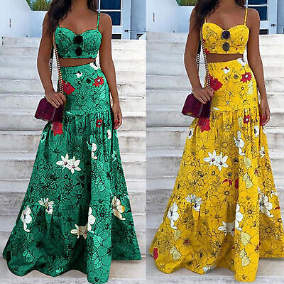 2Pcs/Set Skirt Cool Stylish Ladies Sling Dress Two-Piece Set Bright Color