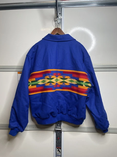 Pendleton Men's XL Vintage Wool Aztec Navajo Pattern Blue Full Zip Coat Jacket