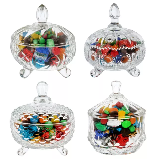 Glass Sweet Bowl Sugar Jar with Lid Candy Container Dish Round Decorative Weding