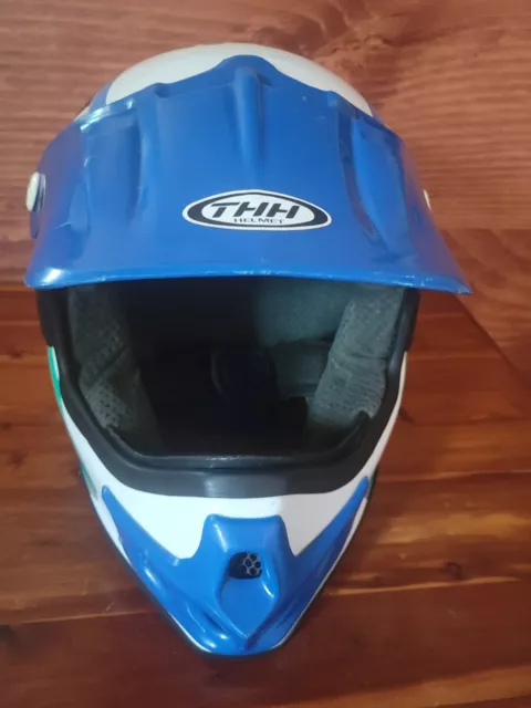 THH TX10 Motocross ATV Helmet Adult XL Blue & Teal DOT With Fleece Carrying Case