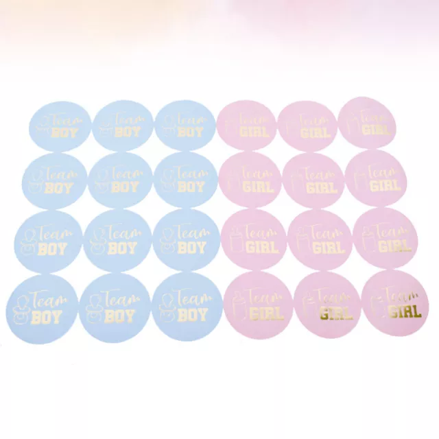 72 Pcs Baby Shower Tag Gender Reveal Party Stickers Team Girl Button