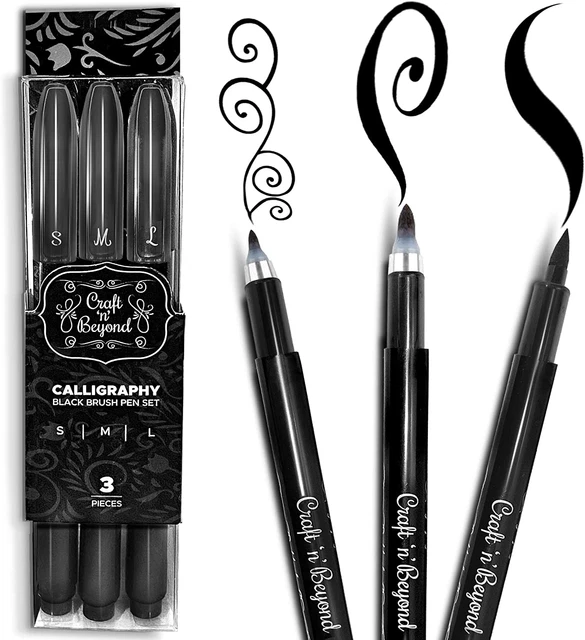 Craft 'n' Beyond Calligraphy Brush Pens Pack of 3 Small, Medium and Large for -