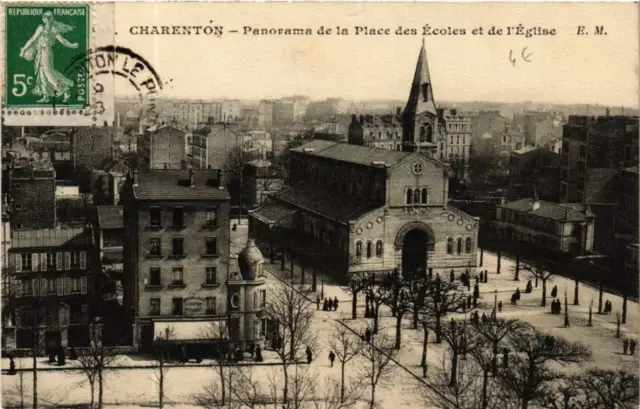 CPA CHARENTON Panorama de la Place des Écoles et de l'Église (569809)