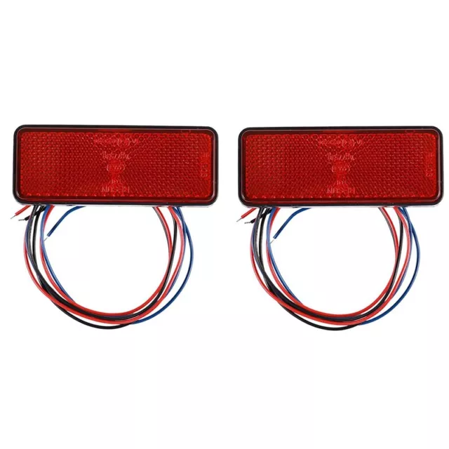 2X LED Reflector Red Rear Tail Brake Stop Marker Light Truck Trailer SUV Motorc