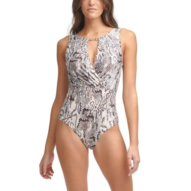 Calvin Klein One Piece Swimsuit, Size 14 Dark Chocolate Rattlesnake Swimsuit