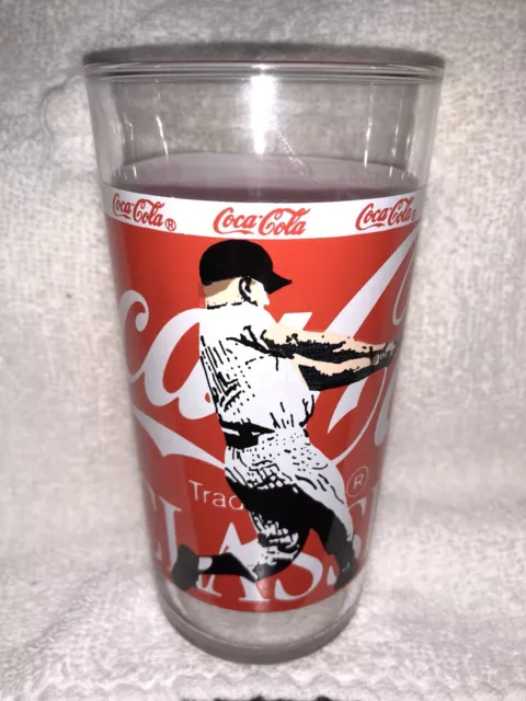 VINTAGE Red Yankees Baseball Coca Cola Logo Coke Soda Glass RARE.