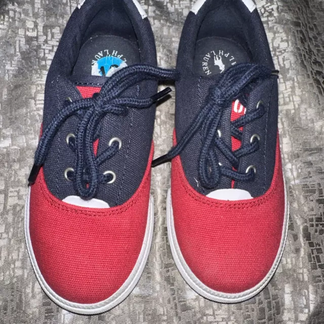 Polo Ralph Lauren Vaughn II Boy Infant Toddler Navy Red Sneaker Textile 10 Blue 2