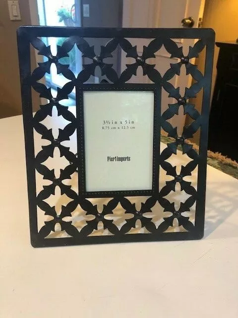 PIER 1 IMPORTS BROWN METAL CUTWORK FREE STANDING FRAME 3 1/2" x 5" Picture NIB