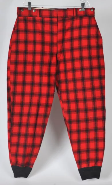 VINTAGE WOOLRICH RED Buffalo Plaid Heavy Wool Hunting Pants 38 X 30 ...