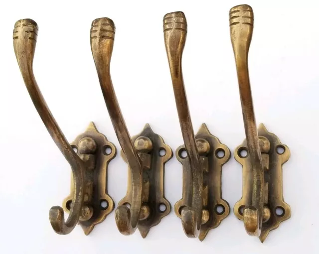 4 OLD STYLE Solid Brass Double Wall Mount 180° Swivel Coat Hat Towel Hooks  #C24 £36.31 - PicClick UK