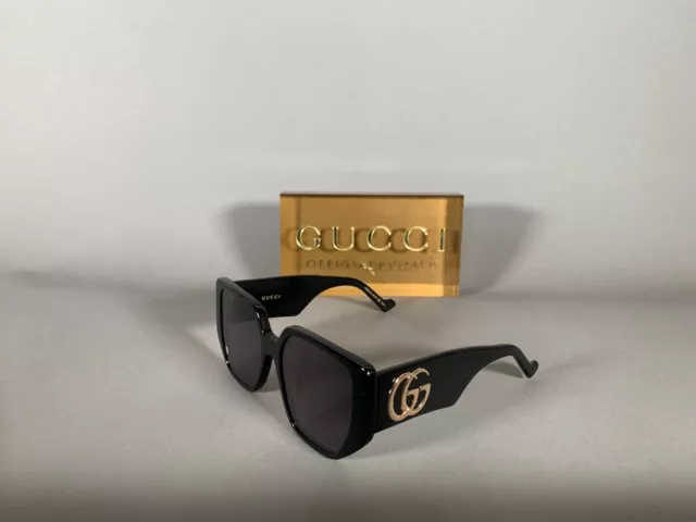 New Gucci Gg 0956 Square Oversized Sunglasses Black/Gray Lens 003! Ships Today!