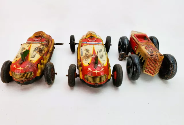 Vintage Marx Tin Litho Wind Up Toy Car Parts or Repair Only Mixed Lot