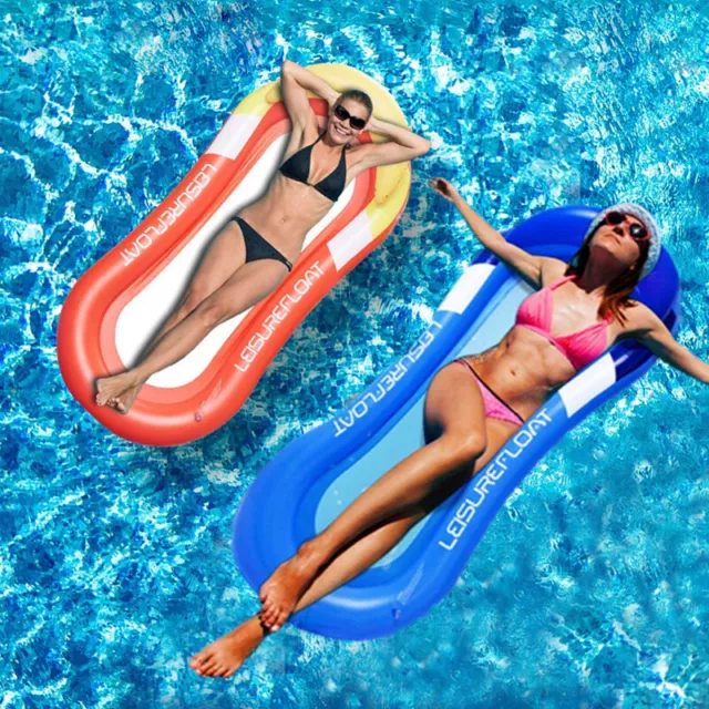 Inflatable Lilo Lounger Chair Floating Row Beach Swimming Pool Aid Air Mat Bed