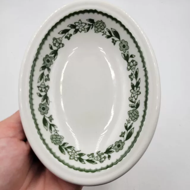 Buffalo China Restaurant Ware Green Floral Border 5.5x4” Small  Oval Dish