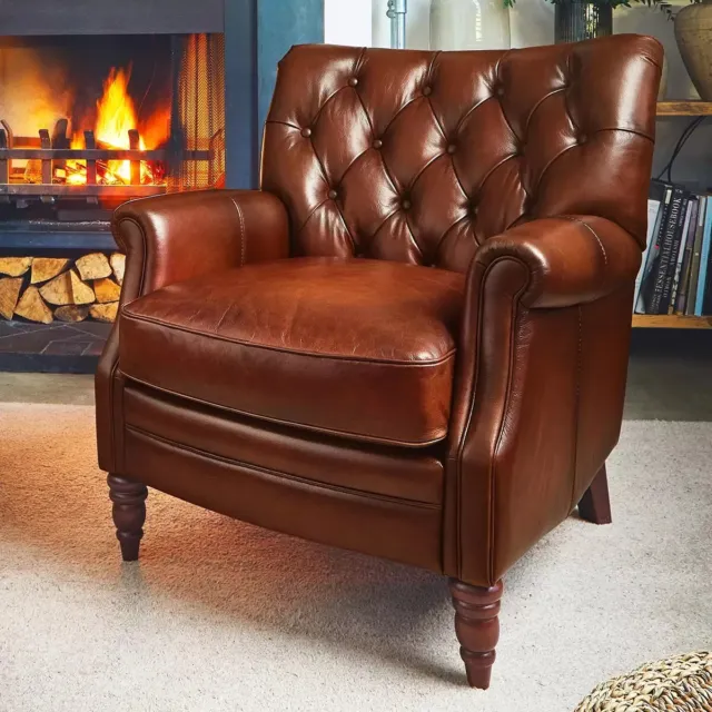 Columbus Vintage Brown Leather Armchair New
