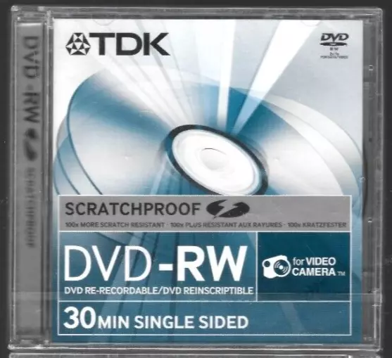Mini DVD-RW TDK 30 Min Single Sided 1.4GB Scratchproof, Brand New & Sealed