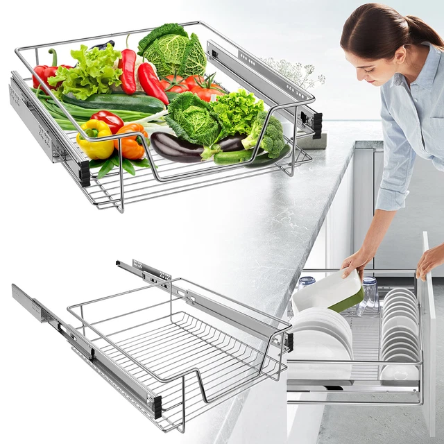 2x cesto da cucina telescopico argento cassetto da cucina cassetto per larghezze armadio 50 cm