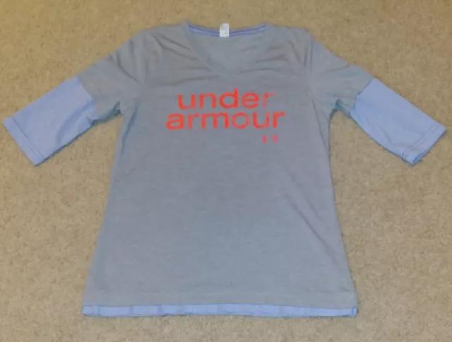 Youth Girls' Under Armour Logo Gray 3/4 Sleeve Tee/T-Shirt/Top - Size Unknown