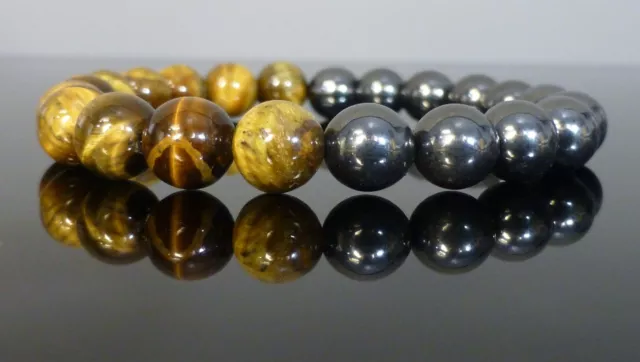 TIGERS EYE Magnetic Hematite Bracelet Therapeutic Gemstone 8mm