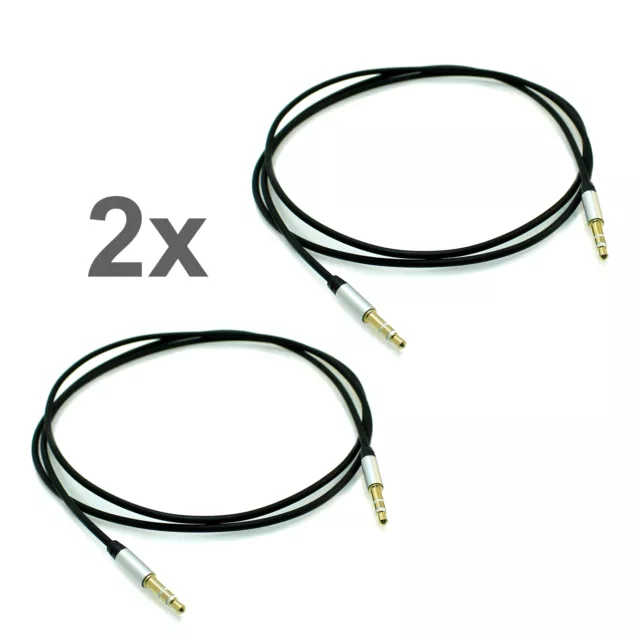 2x AUX Audio Kabel 3,5mm Schwarz Klinkenstecker Klinke für Stereo iPhone iPod