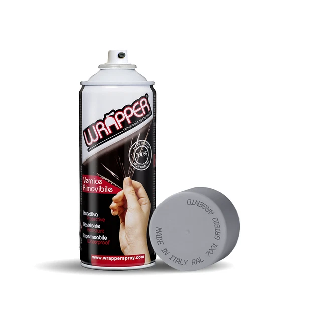 Wrapper Vernice Removibile Pellicola Per Auto Bomboletta 400 Ml Grigio Argento