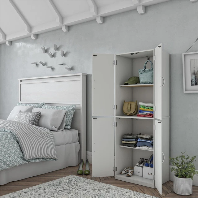 4 DOORS STORAGE Kitchen Pantry Organizer Shelves Tall Cupboard