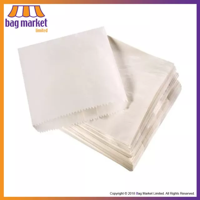 Heavy Duty White Greaseproof Paper Bags | Food / Sandwich / Takeaway / Scotchban 3