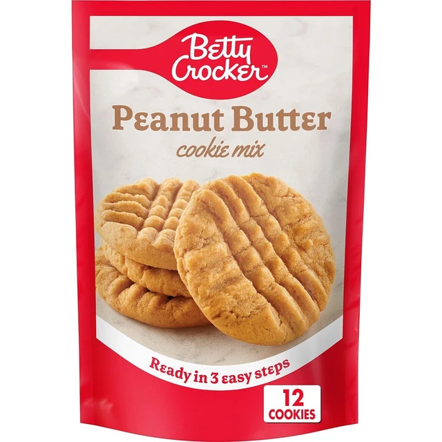 BETTY CROCKER PEANUT Butter Cookie Mix, Makes twelve (12) 2inch