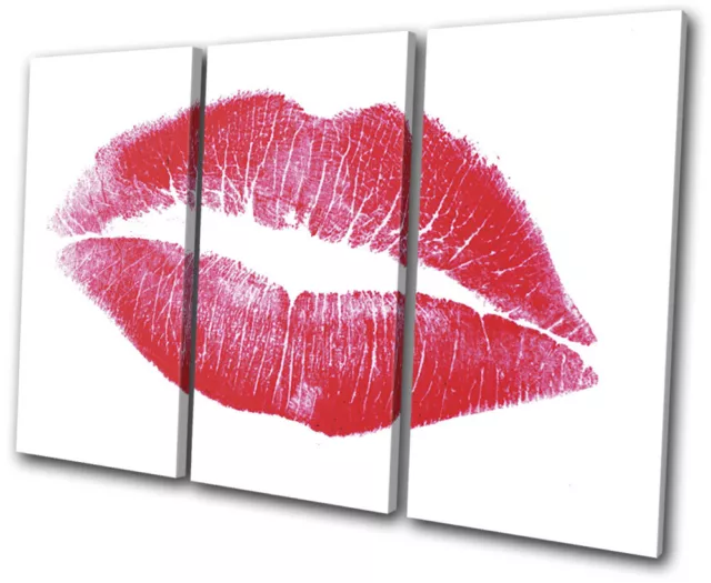 Sexy Love Kiss Lipstick Lips Erotic TREBLE CANVAS WALL ART Picture Print