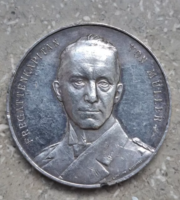 Deutschland 1. Weltkrieg Medaille Silber Medal 1914 Fregattenkapitän von Müller 2