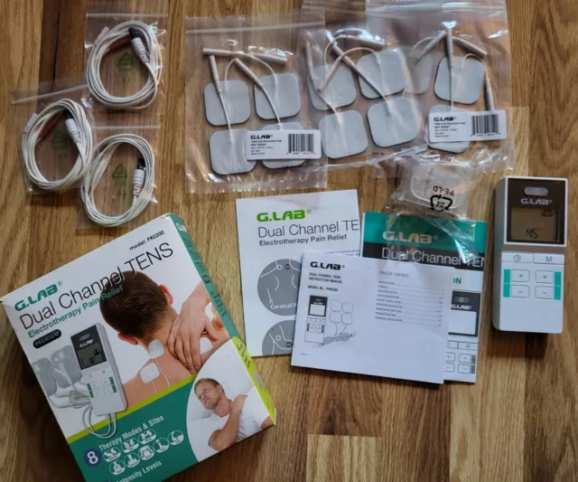 G.Lab Dual Channel TENS Unit PR0200 Handheld 8 Modes & Sites with Extras