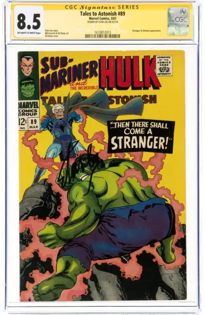 Tales Pour Astonish #89 1967 Cgc 8.5 Ss Signé Stan Lee Hulk Sub-Mariner Ow