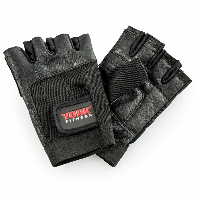 York Fitness Weight Lifting Gloves Leather Gym Bodybuilding Workout Training