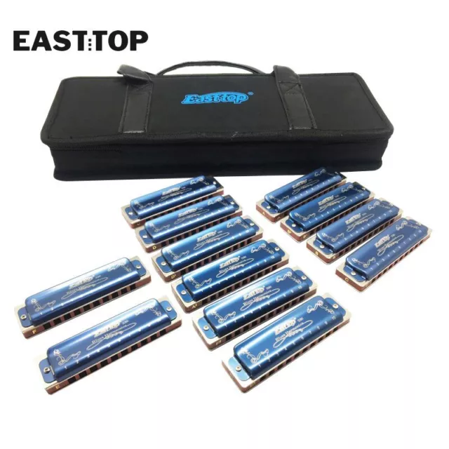 EASTTOP T008K-12 Diatonic Blues Harmonica Set Of 12 10Holes Harp Mouth Organ Set 3