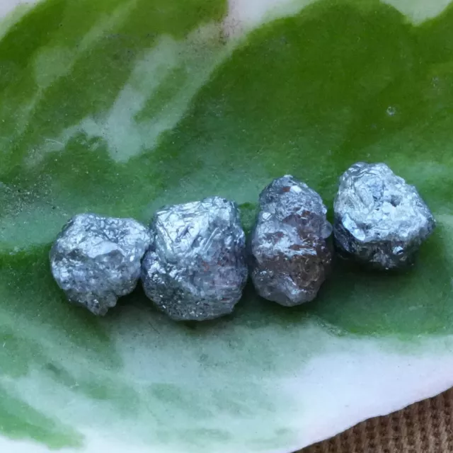 4Pcs Gray Natural Rough Loose Diamond, 1.00Ct Raw Mine Rare African Diamond