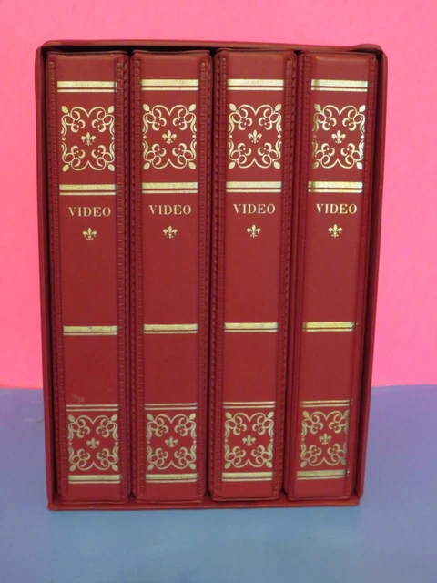 VINTAGE VHS STORAGE Video Library Classic Books Set (4 Empty Cases) RED ...