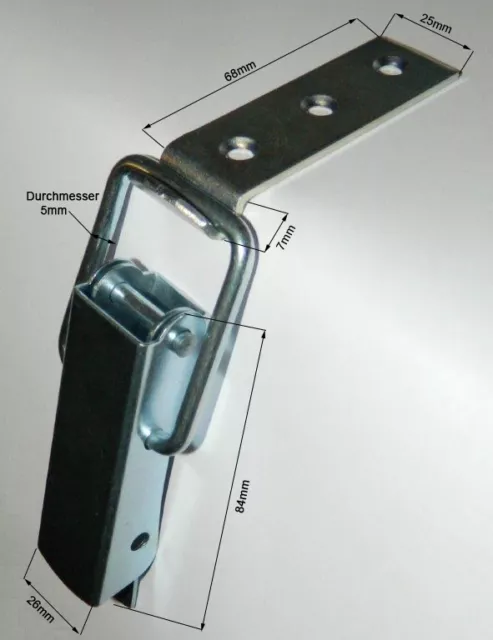 Spannverschluss  84x48x5mm Stahl verz. mit gekröpften Gegenhaken Eckbefestigung