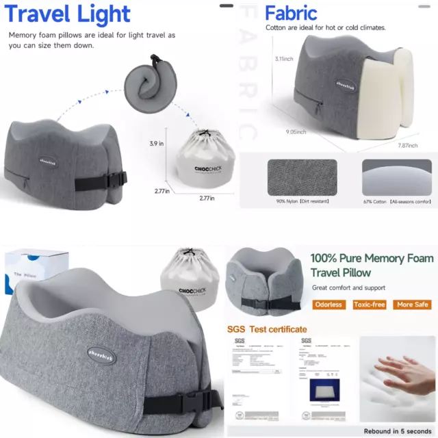 Travel Pillow 100% Pure Memory Foam Neck Pillow, Soft Comfort & Support Pillow w