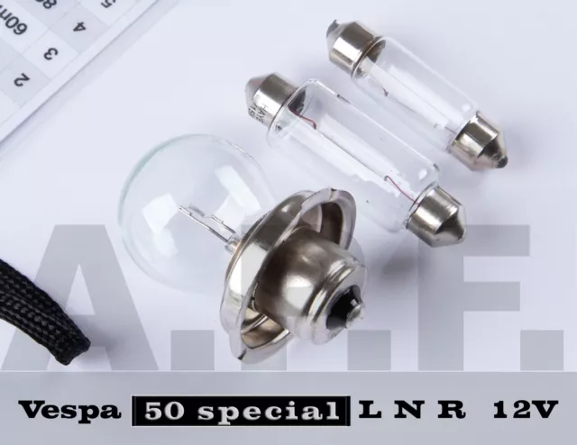 kit lampade LAMPADINE 12v VESPA 50 SPECIAL L N R  + brillanti - QUALITA' TOP.