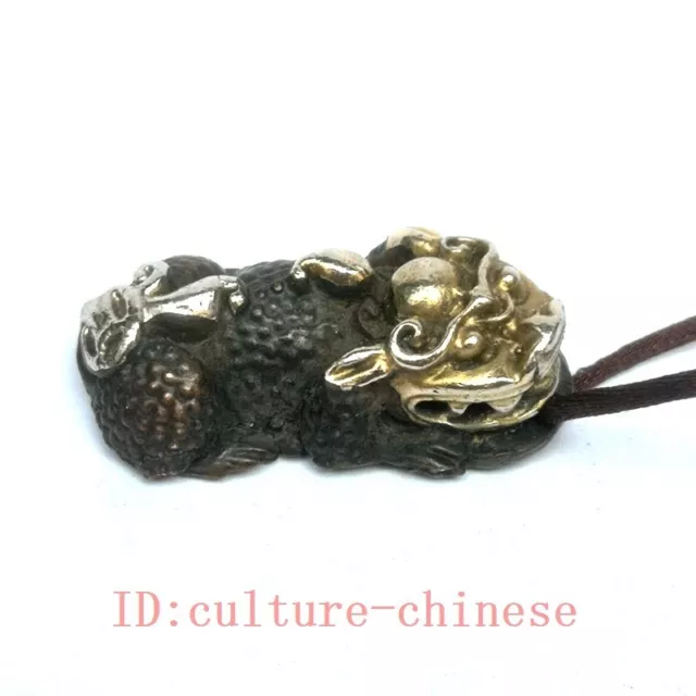 Chinese red copper Gilding Carving Pi Xiu unicorn Statue Pendant collection Gift