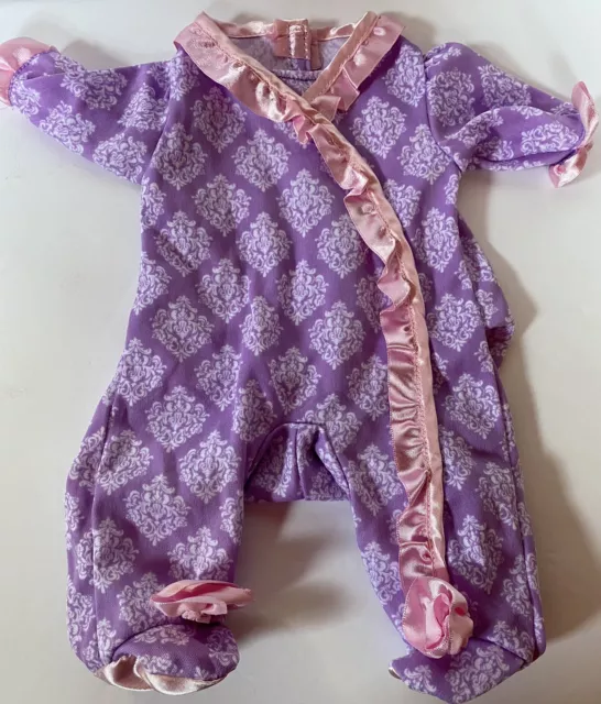 Super CUTE 15” Doll Pajamas BITTY BABY American Girl Purple Pink Footed Sleeper