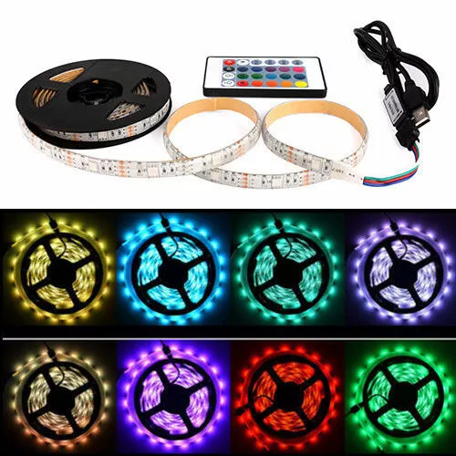 LED Strip Light Bar TV Back Lighting Kit+USB Remote Control 5V 5050 60SMD/M RGB