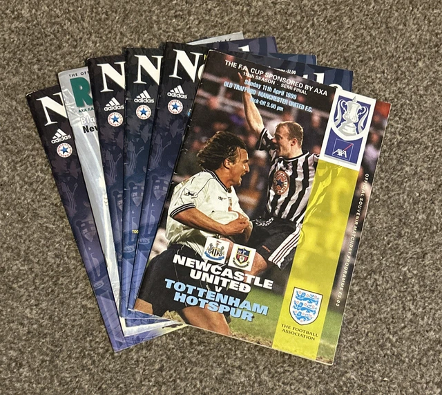 6 x Newcastle United 1999 FA Cup Programme Bundle, inc. Semi vs Spurs, VGC