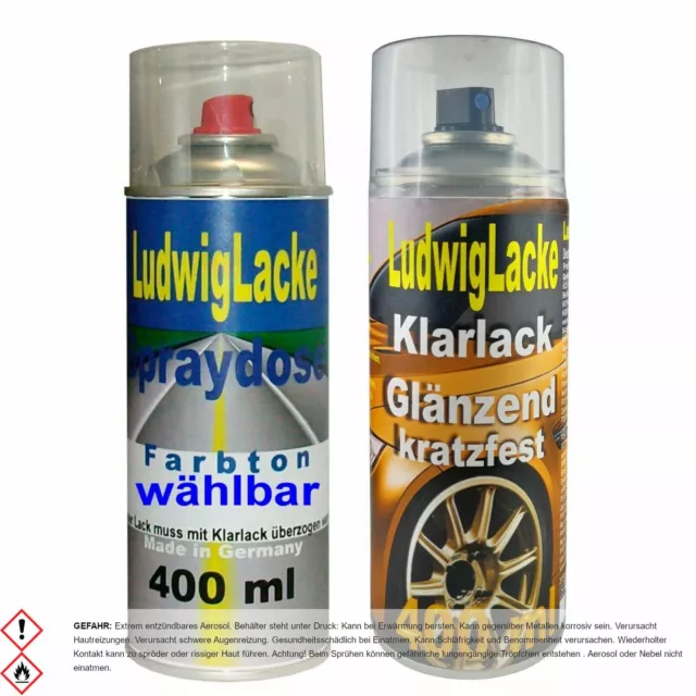 Autolackspray Quarzblau 935 für Mercedes Benz & Klarlack a 400ml Dose Spraydosen