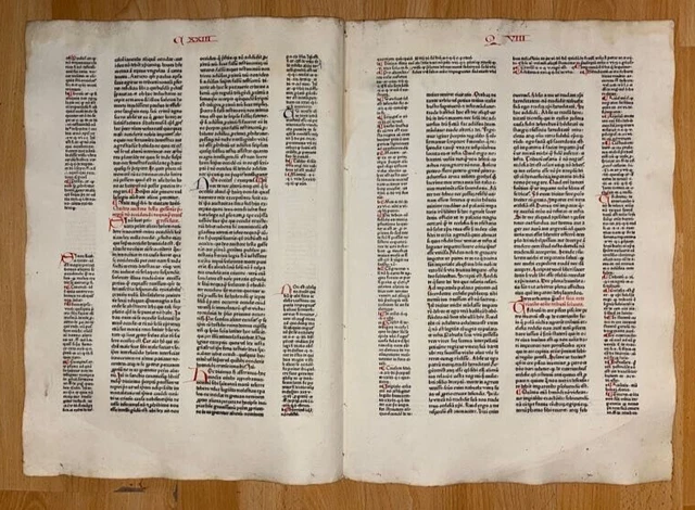 Very Important  incunabula Bi-Folio leave, Gratianus, PETER SCHOEFFER MAINZ 1472
